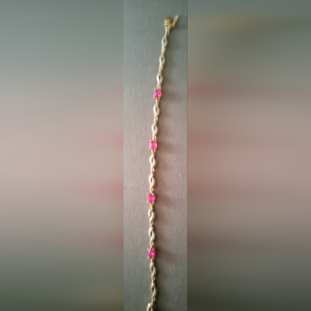 Dainty Pink and Gold Beaded Bracelet